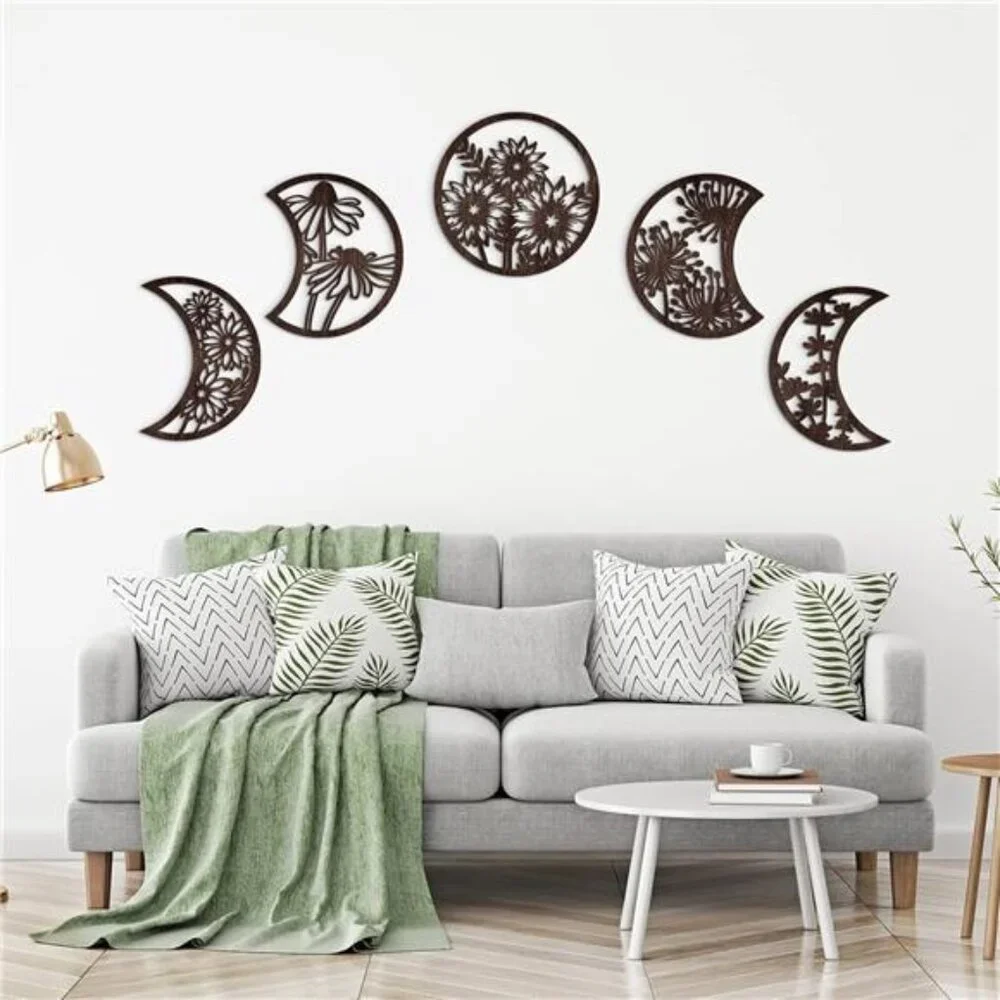 5 Pcs Moon Phase Wall Hanging Decor Art Above Bed 10.6